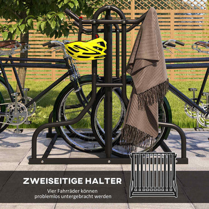 Bicycle rack in black steel, weatherproof, holds 4 bicycles