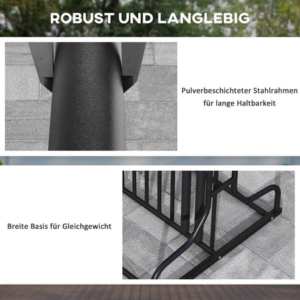 Bicycle rack in black steel, weatherproof, holds 4 bicycles