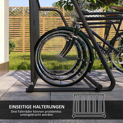 Bicycle rack, weatherproof steel, holds up to 3 bicycles