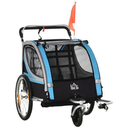 Bicycle trailer & stroller, 360° swivel, steel frame, blue/black