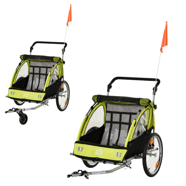 Bicycle Stroller Pram Jogger, 360° Rotating, Green/Black