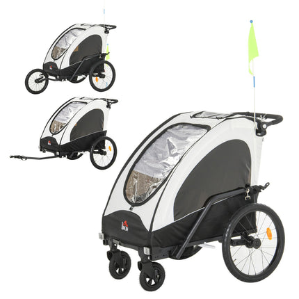 3-in-1 children's bicycle stroller and jogging stroller, aluminum, 2 seats