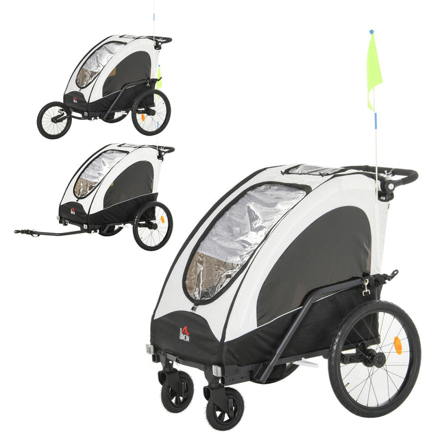 3-in-1 children's bicycle stroller and jogging stroller, aluminum, 2 seats
