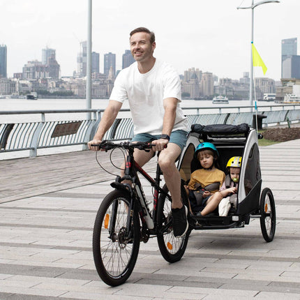 3-in-1 children's bicycle stroller and jogging stroller, aluminum, 2 seats