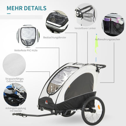 3-in-1 children's bicycle stroller and jogging stroller, aluminum, 2 seats