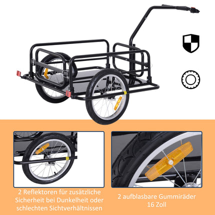 Bicycle cargo trailer, 40 kg capacity, foldable, black