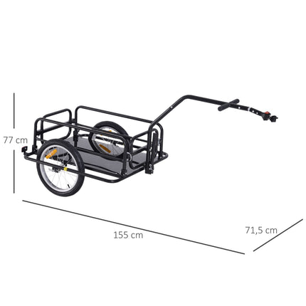 Bicycle cargo trailer, 40 kg capacity, foldable, black