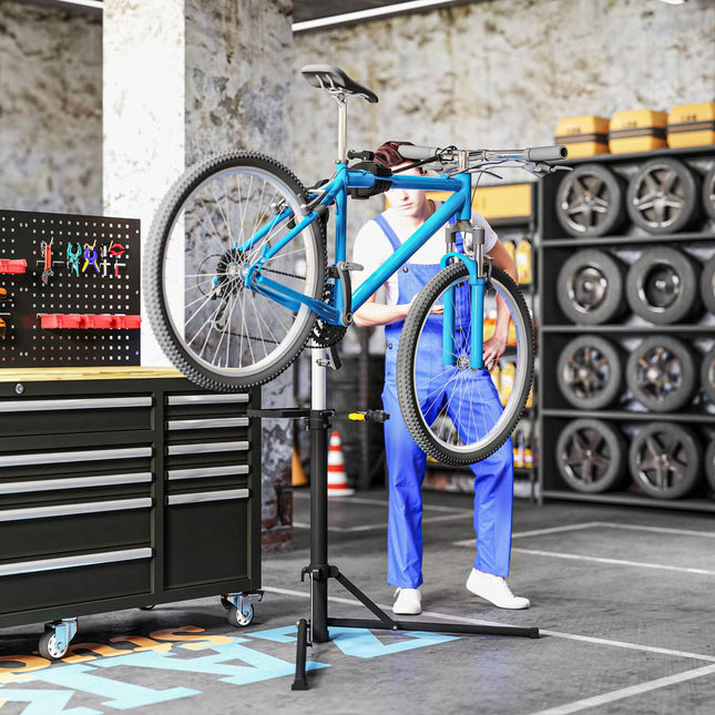 Fietsmontagestandaard reparatiestandaard voor fietsen tot 40 kg Fietsenstandaard, opvouwbaar, in hoogte verstelbaar en 360° draaibaar voor racefietsen, mountainbikes, e-bikes Aosom