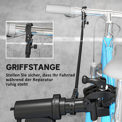 Bicycle repair stand, foldable & 360° rotatable for all bicycles
