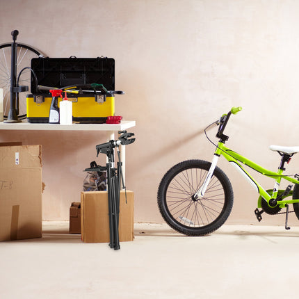 Bicycle mounting stand with handlebar holder