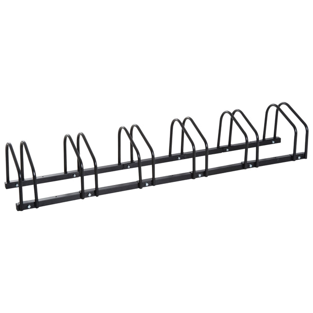 Bicycle rack for 6 bicycles, wall/floor mount, steel, black