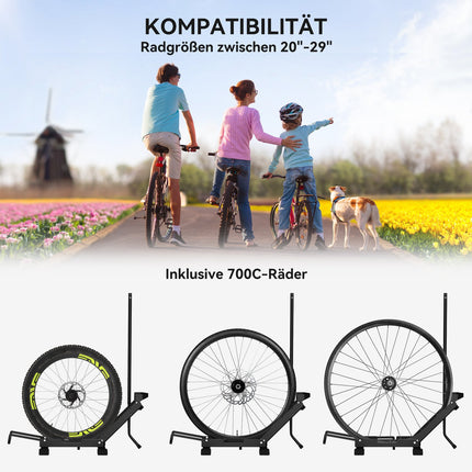 Bicycle stand for bicycles steel bicycle holder with 80 mm tire width 75 x 41 x 81H cm black