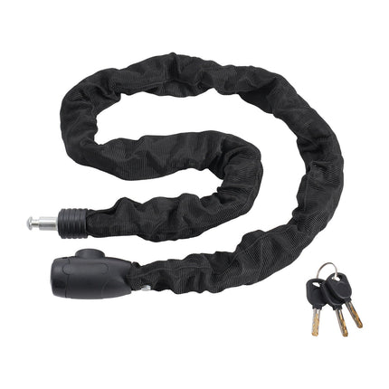 Bike Chain Lock, 1.2 m Forged Steel Chain, 8 mm Thick, 4 Keys