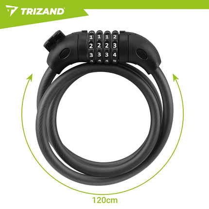 Bike Lock 120cm, 13.5mm Cable, Combination Security