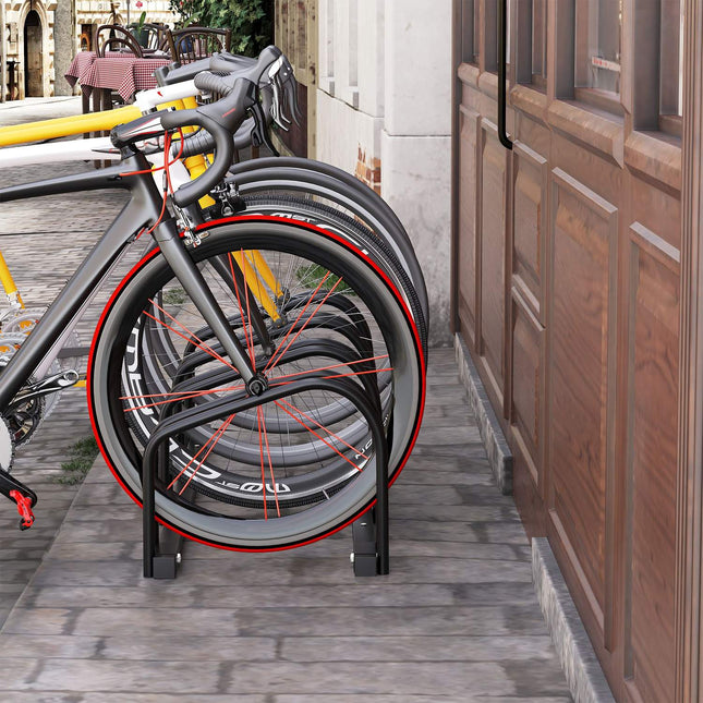 Weather-resistant bicycle rack in steel for 5, floor and wall mount