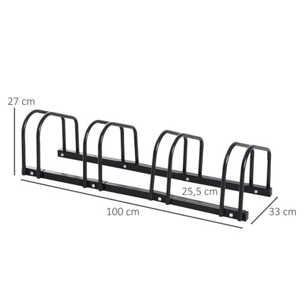Weather-resistant bicycle rack in steel for 5, floor and wall mount