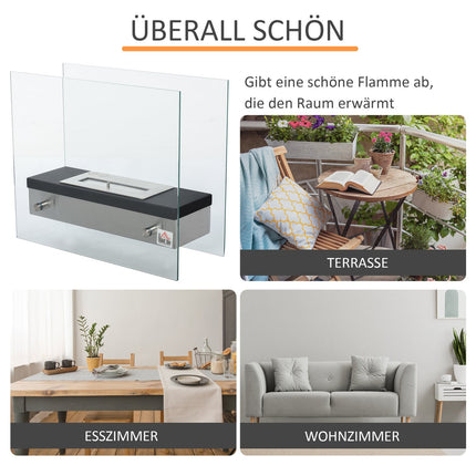 Bio Ethanol Fireplace, 1.5L, Stainless steel, Smoke-free