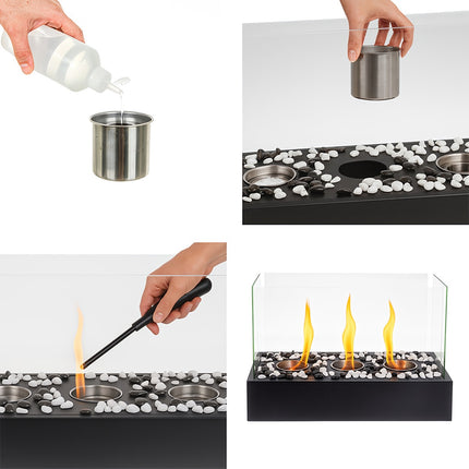 Bioethanol Freestanding Biofireplace, 45x30x21 cm, Glass Walls