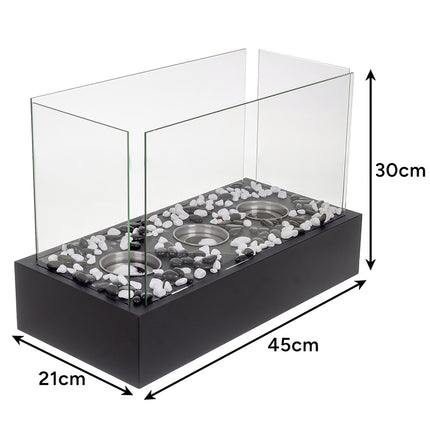 Bioethanol Freestanding Biofireplace, 45x30x21 cm, Glass Walls