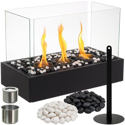 Bioethanol Freestanding Biofireplace, 45x30x21 cm, Glass Walls