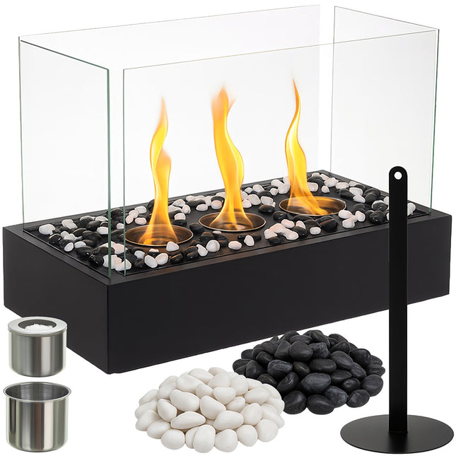 Bioethanol Freestanding Biofireplace, 45x30x21 cm, Glass Walls