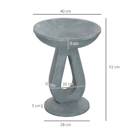 Bird bath & feeder, stone look, grey, 51 cm for garden