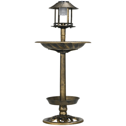 Solar Bird Bath Feeder - 110 cm height, bronze finish
