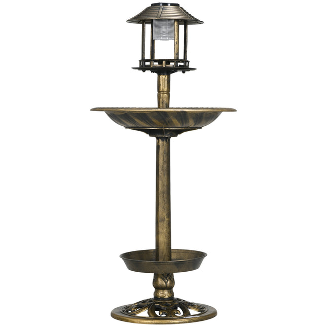 Solar Bird Bath Feeder - 110 cm height, bronze finish