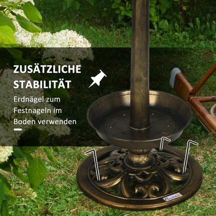 Solar Bird Bath Feeder - 110 cm height, bronze finish