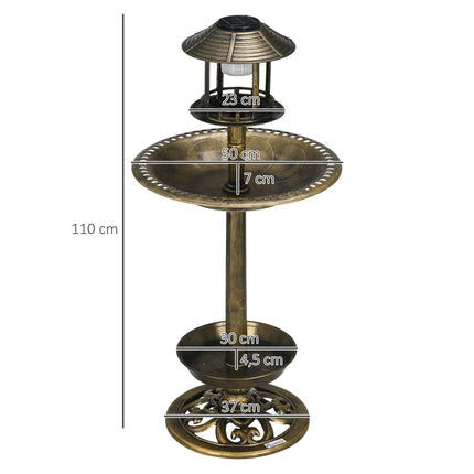 Solar Bird Bath Feeder - 110 cm height, bronze finish