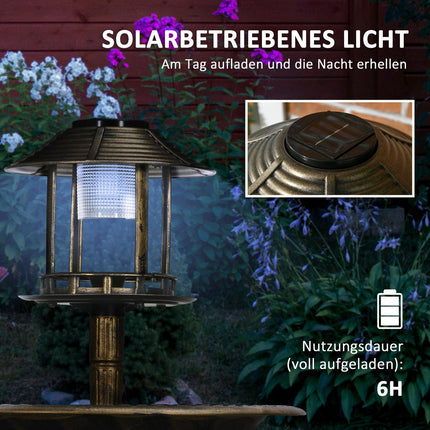Solar Bird Bath Feeder - 110 cm height, bronze finish