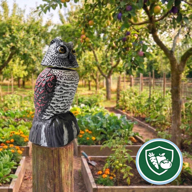 Bird Deterrent Owl Decoy with Movable Head, 20 cm