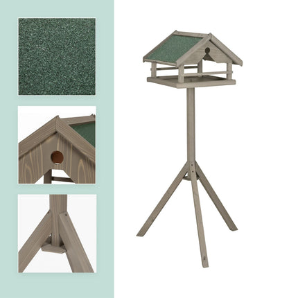 Bird Feeder with Pole – Spruce Wood, Weatherproof Roof
