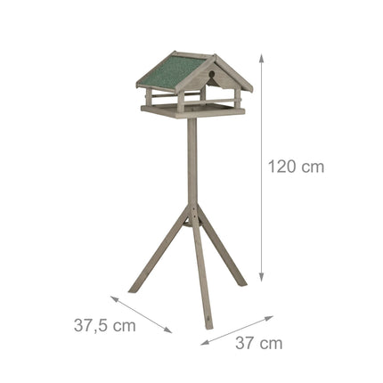 Bird Feeder with Pole – Spruce Wood, Weatherproof Roof
