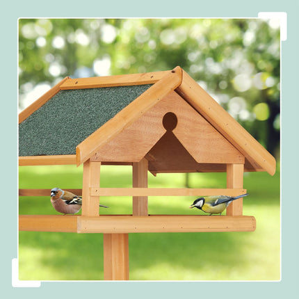 Bird Feeder with Pole – Spruce Wood, Weatherproof Roof