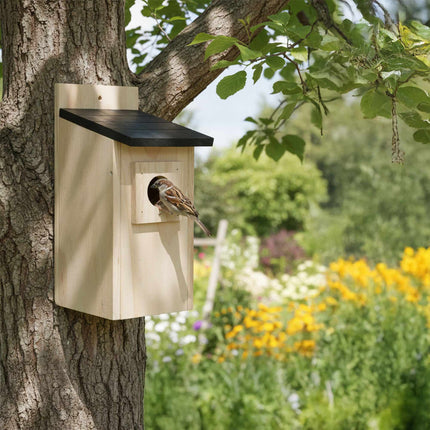 Bird Nesting Box for Tits & Sparrows, Pine Wood