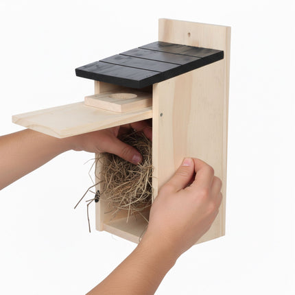 Bird Nesting Box for Tits & Sparrows, Pine Wood