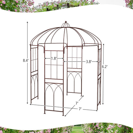 Birdcage Garden Arbor 8.4 Ft Metal Arch With Stakes