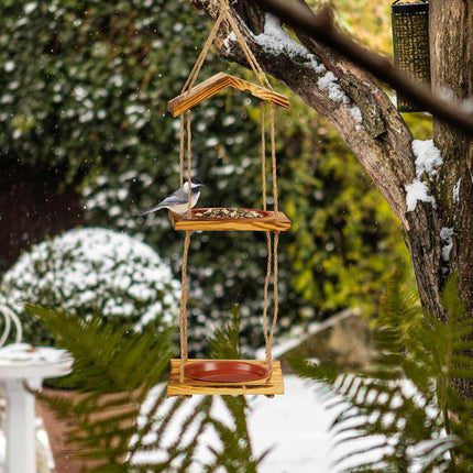 Bird feeder with 2 bowls