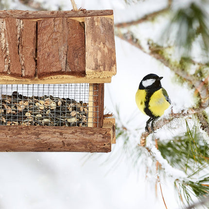 Bird feeder with bark