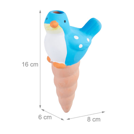 Bird with cone made of clay, set of 4
