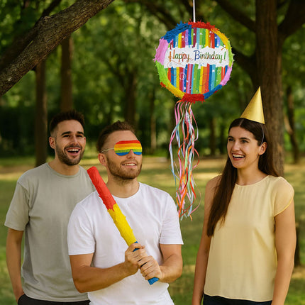 Birthday Piñata Set with Bat and Mask