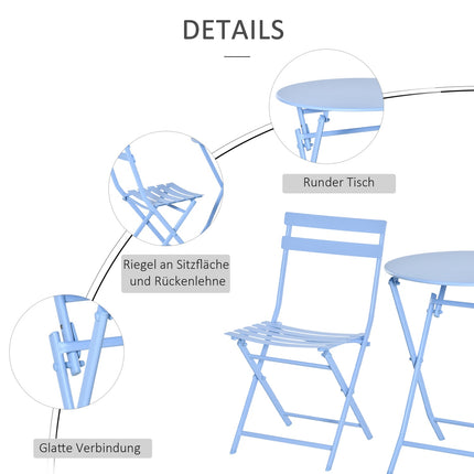 Bistro set for 2 – Light blue, outdoor furniture