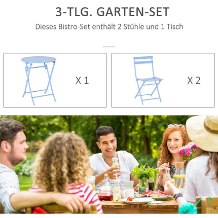 Bistro set for 2 – Light blue, outdoor furniture