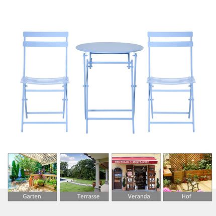 Bistro set for 2 – Light blue, outdoor furniture