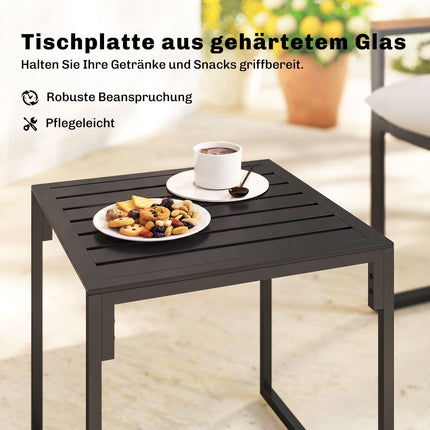 Bistro Set with Cushioned Chairs and Table, Black/Gray