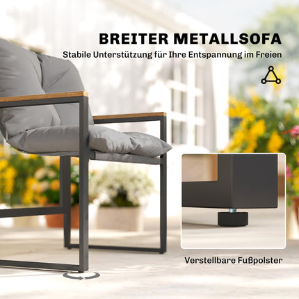 Bistro Set with Cushioned Chairs and Table, Black/Gray
