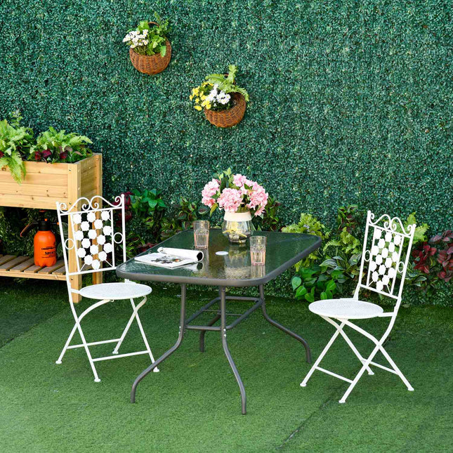 Garden bistro table, Top in tempered glass, 140x80x70 Cm