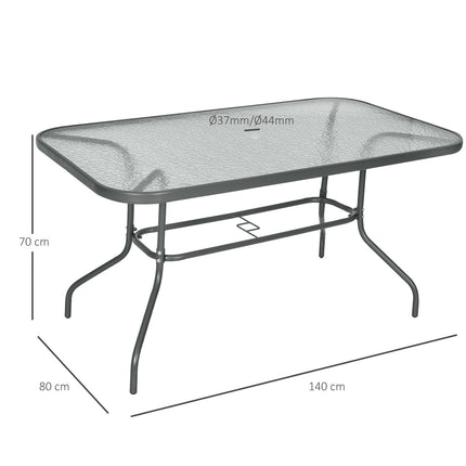 Garden bistro table, Top in tempered glass, 140x80x70 Cm