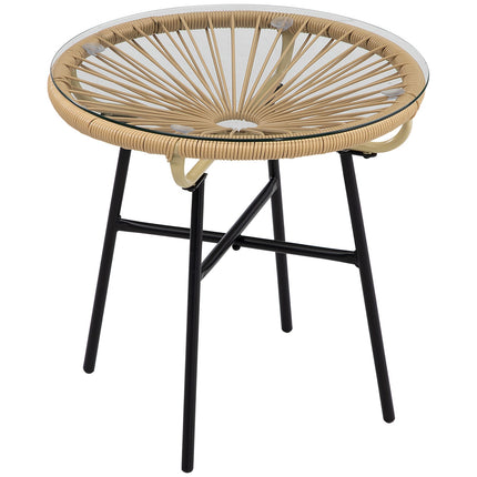 Round bistro table for garden or patio, black & beige, 50 cm
